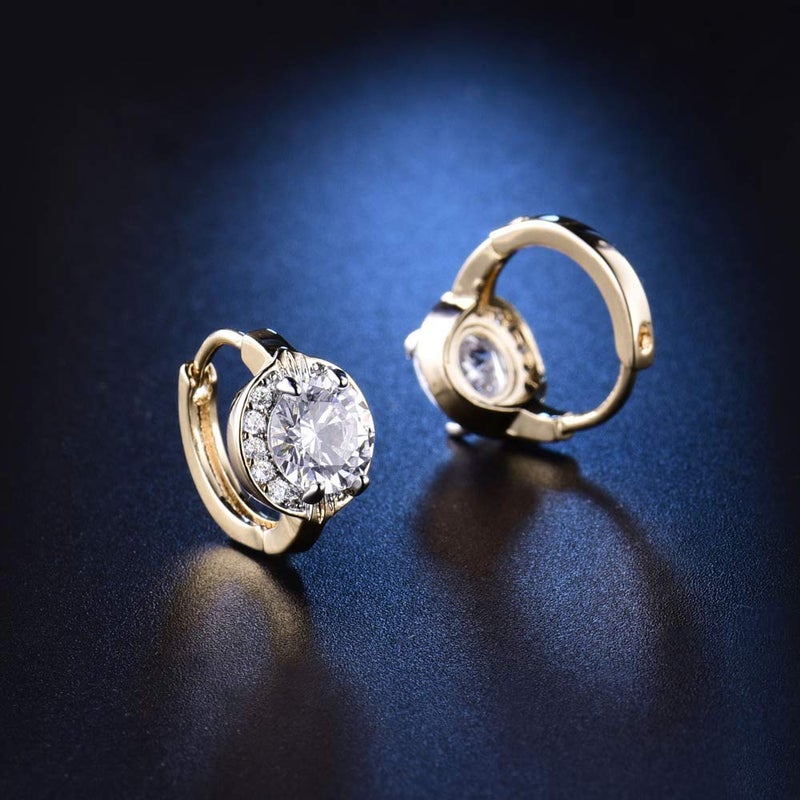 GULICX Fashion Jewelry Gold Tone Oval White Crystal Lovely Royal Gorgeous Hoop Earrings - Image 3